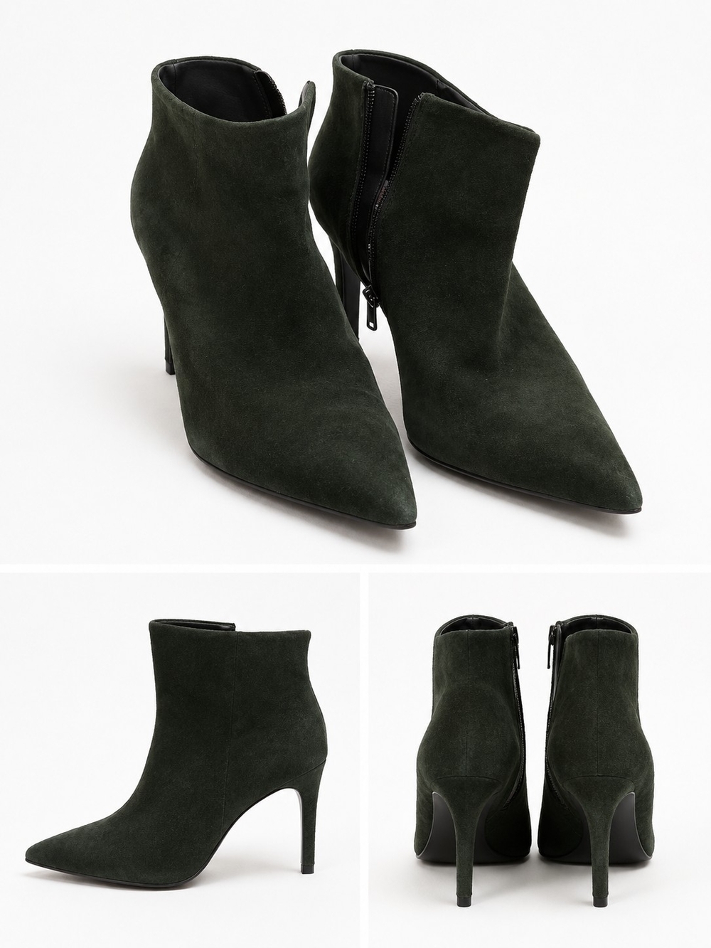 Vince Camuto Dark Green Suede Pointed Toe Ankle Booties